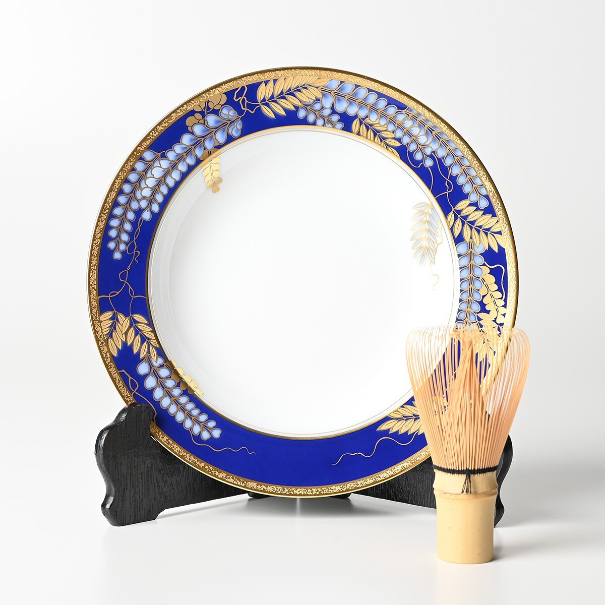 大倉陶園 瑠璃金彩 藤文 リミテッドエディション スーププレート 4客 直径約225mm 高さ約40mm 深皿 OKURA 高級磁器 洋食器の画像6