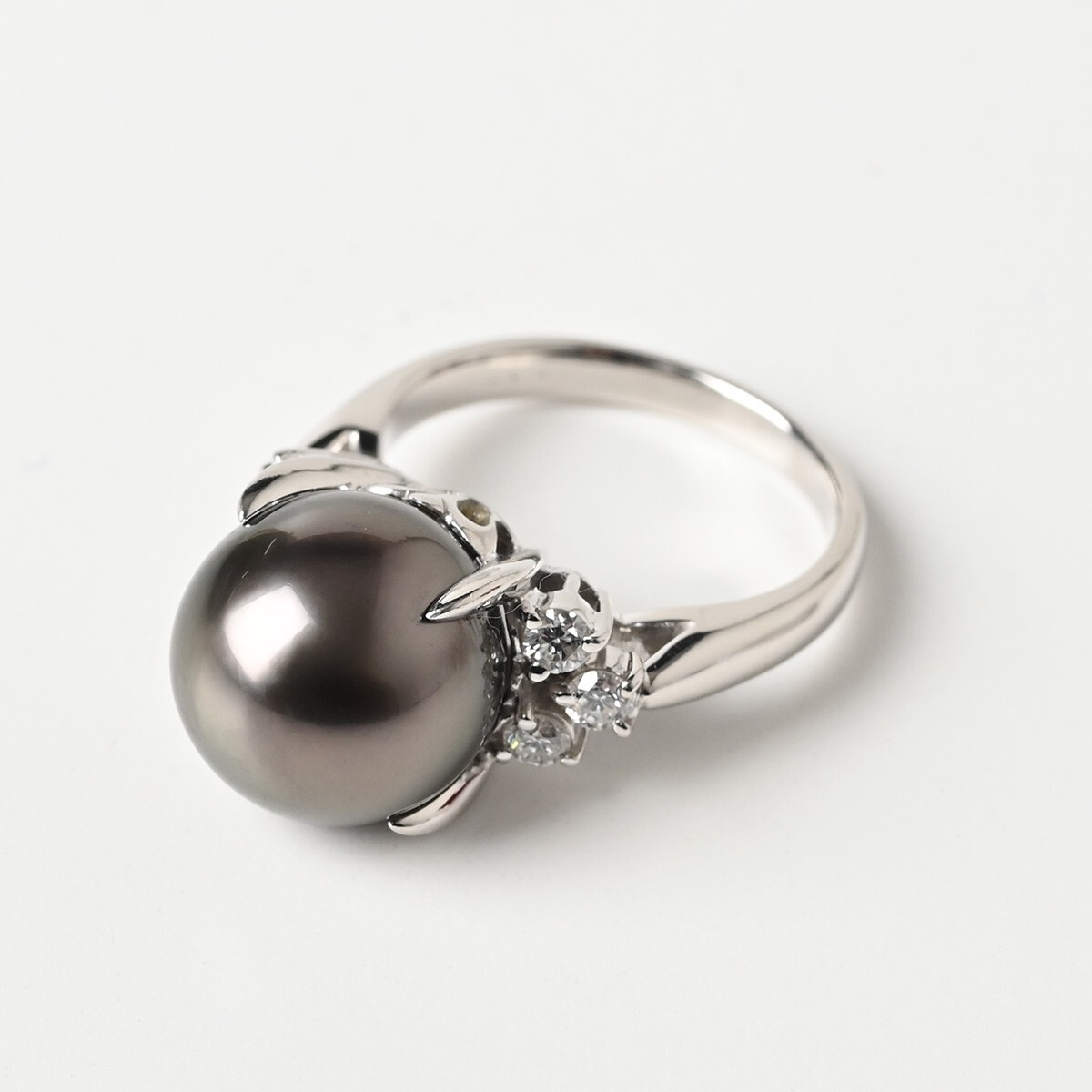 黒蝶真珠 ダイヤモンド 039ct Pt900 総重量約9.9g 指輪 14号 パール プラチナ 骨董 古美術 ジュエリー アンティークの画像4