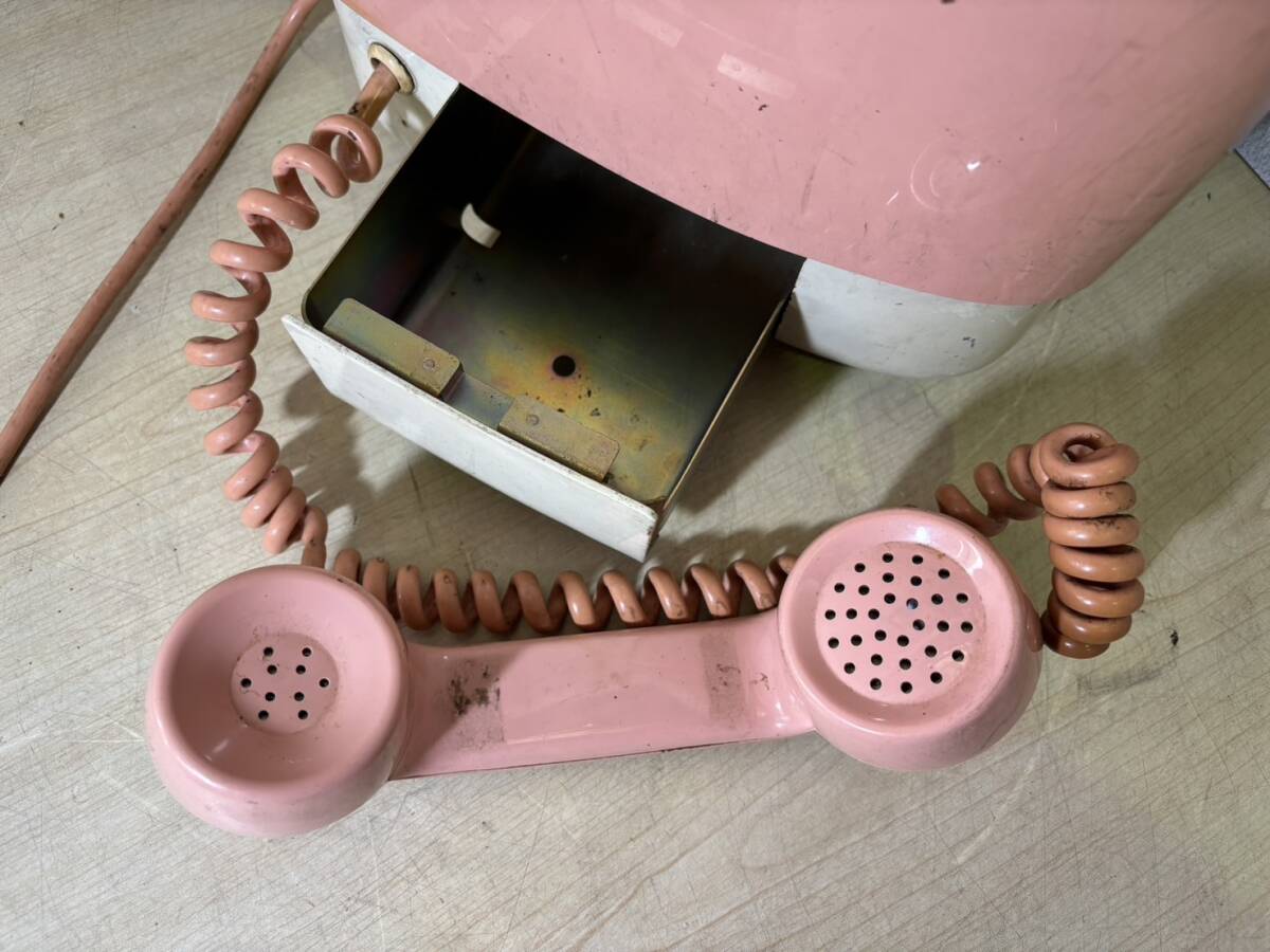 田村電機製作所 電話機 675S-A2 1980年 ピンク電話 ダイヤル式 昭和 レトロ ジャンク ★★ 2416a0020の画像5