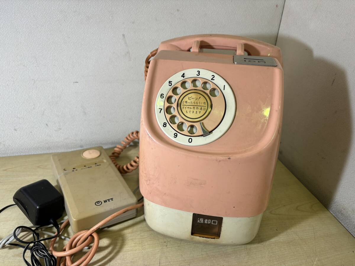 田村電機製作所 電話機 675S-A2 1980年 ピンク電話 ダイヤル式 昭和 レトロ ジャンク ★★ 2416a0020の画像1