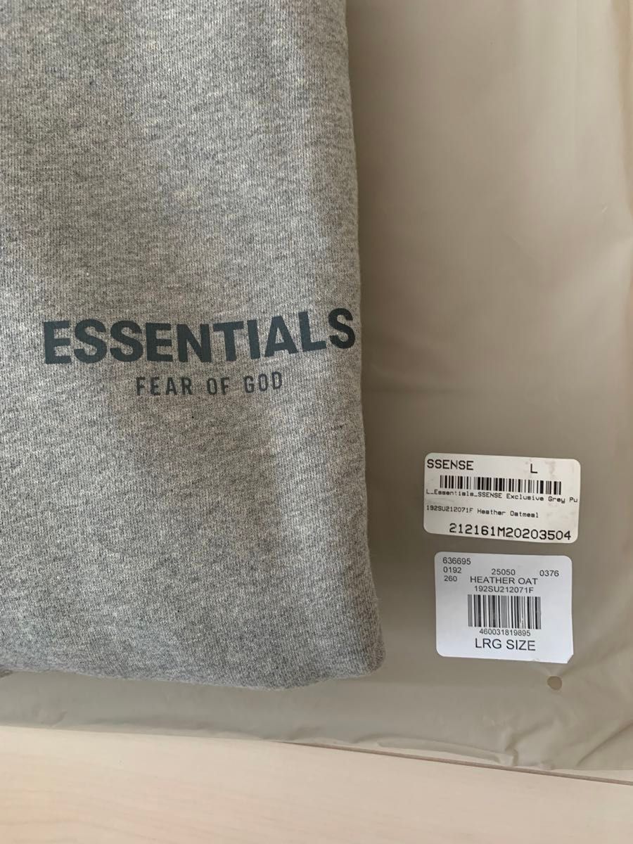 新品正規 FEAR OF GOD ESSENTIALS ヘザーオートミール パーカー Lサイズ グレー エッセンシャルズ 灰色