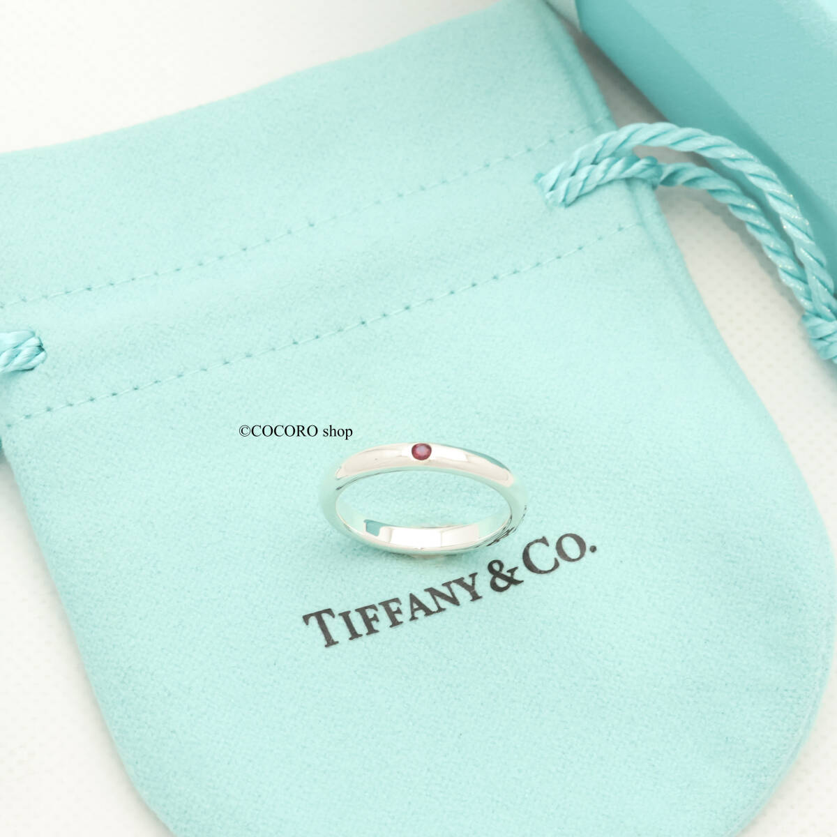 【美品】ティファニー TIFFANY＆Co. スタッキング バンド 1P ルビー リング AG925 _画像2