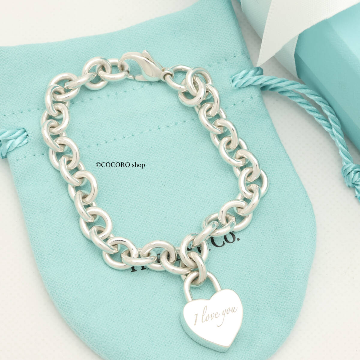 [ beautiful goods ] Tiffany TIFFANY&Co. I LOVE YOU Heart lock chain bracele AG925