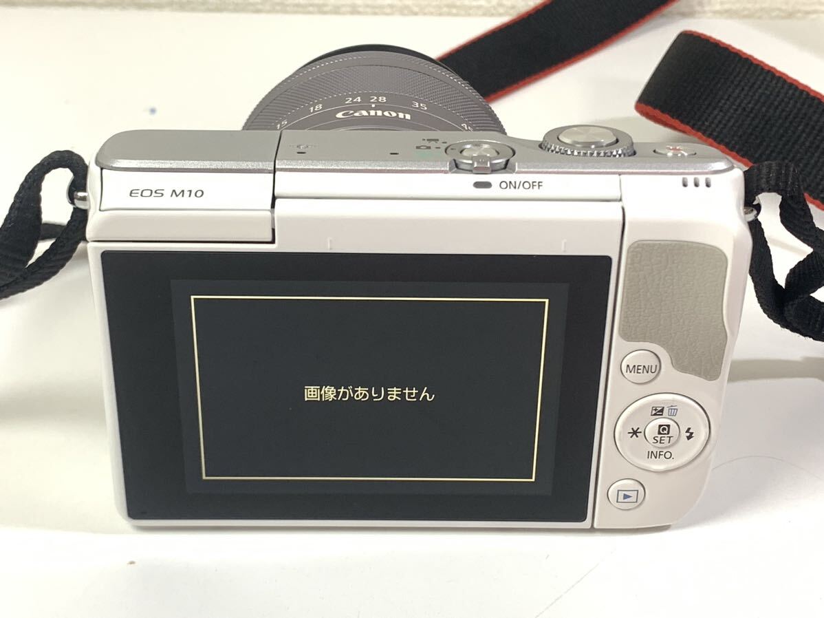 Canon キャノン EOS M10 ミラーレス一眼 デジタルカメラ ZOOM LENS EF-M 15mm〜45mm 1:3.5-6.3 IS STM ホワイト 充電器 通電確認済み SYの画像6