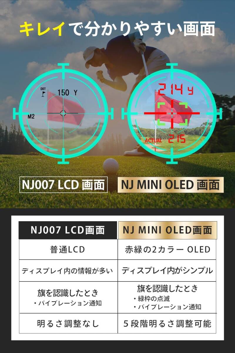 NINJOR GOLF ゴルフ レーザー 距離計 NJ MINI OLED コンパクトサイズ 122ｇ ゴルフ距離測定器の画像7