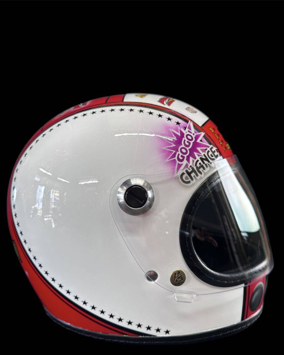 1エンスタート 新品未使用 カスタムペイント品 ヴィンテージタイプフルフェイスヘルメット ジャグラー 族ヘル 反射GoGoランプ XLの画像5