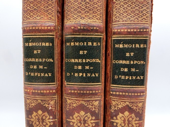 JS【ヘ4-48】【60サイズ】▲洋書 古書/Memoires et Correspondance de Madame D'Epinay 1～3/Diderot Rousseau/経年品の画像2