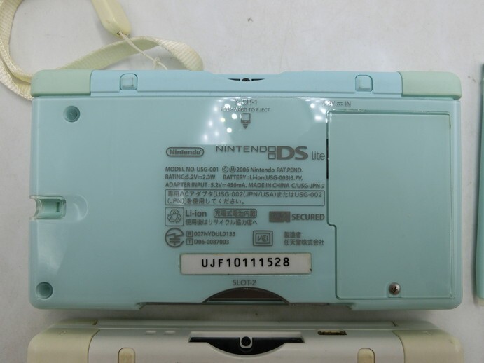 【HW90-55】【60サイズ】▲任天堂 ニンテンドーDS lite USG-001 ゲーム機2台セット/状態不良ジャンク品/※傷汚れ ヤケ 破損有_画像3