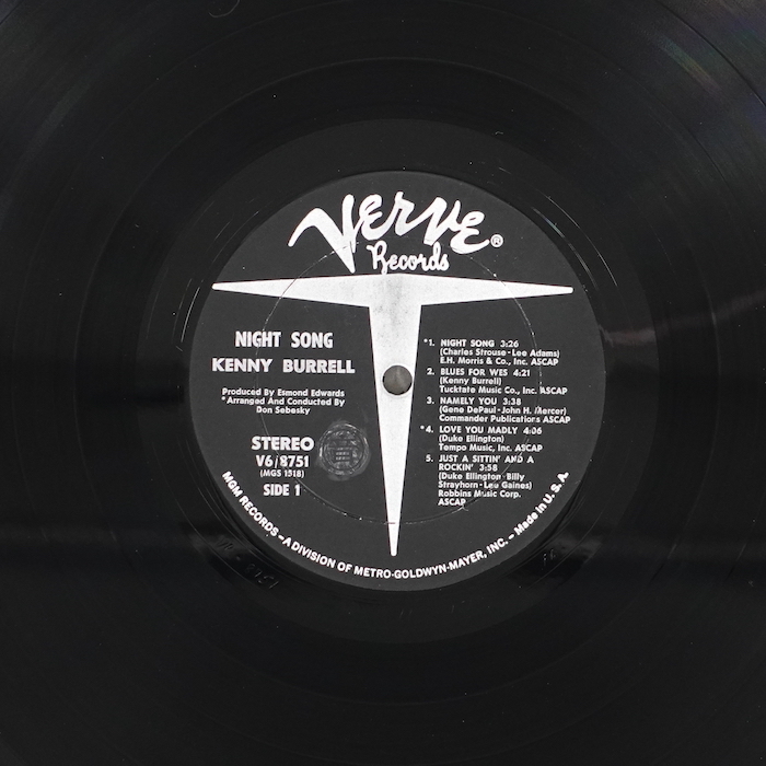 Kenny Burrell Night Song US-ORIGINAL 黒T DG V6-8751 ジャズ_画像3