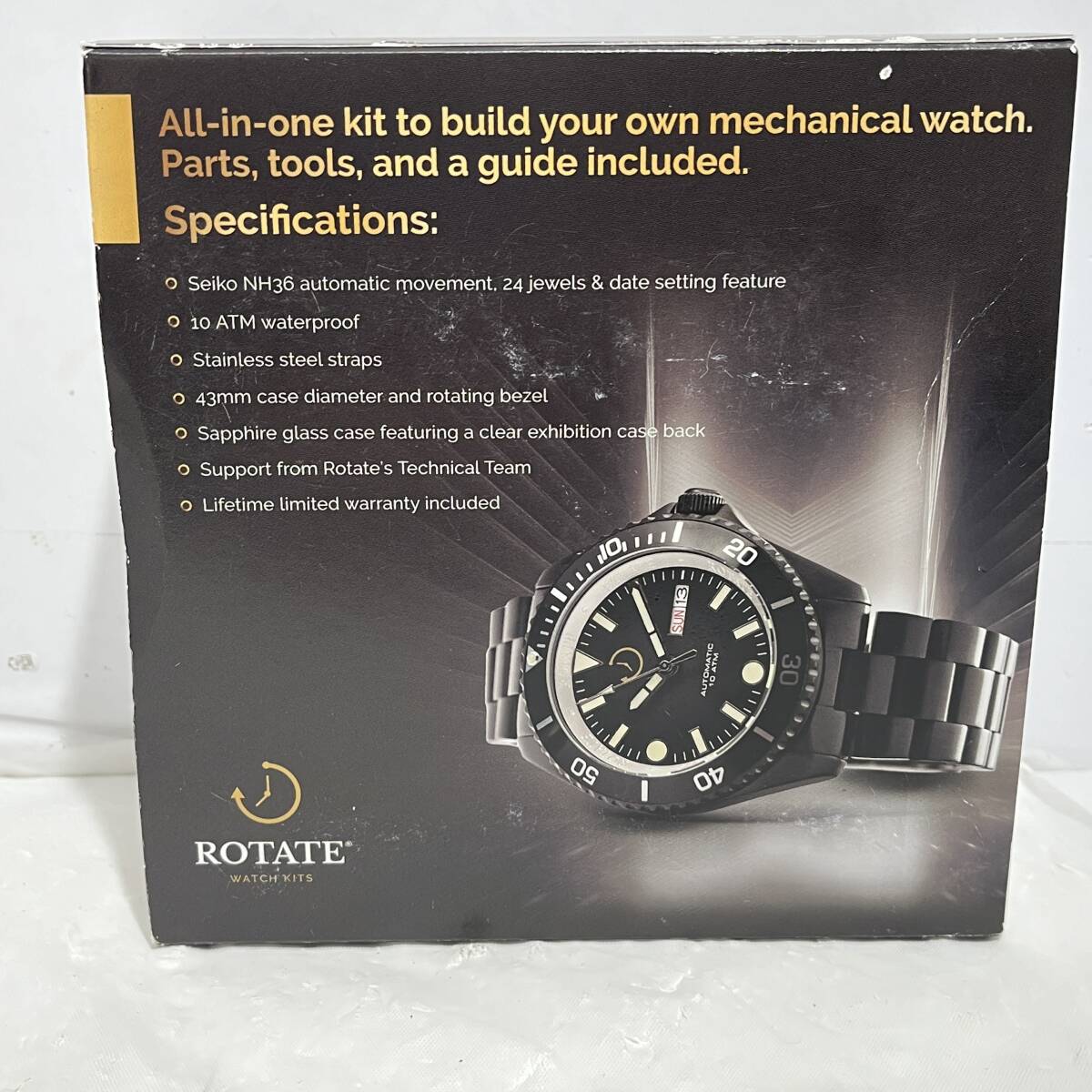 (志木)未使用★Rotate Watches Marco セイコーNH36エディション カスタム 部品 パーツ 腕時計組み立てキット 黒 ブラック (o)の画像7