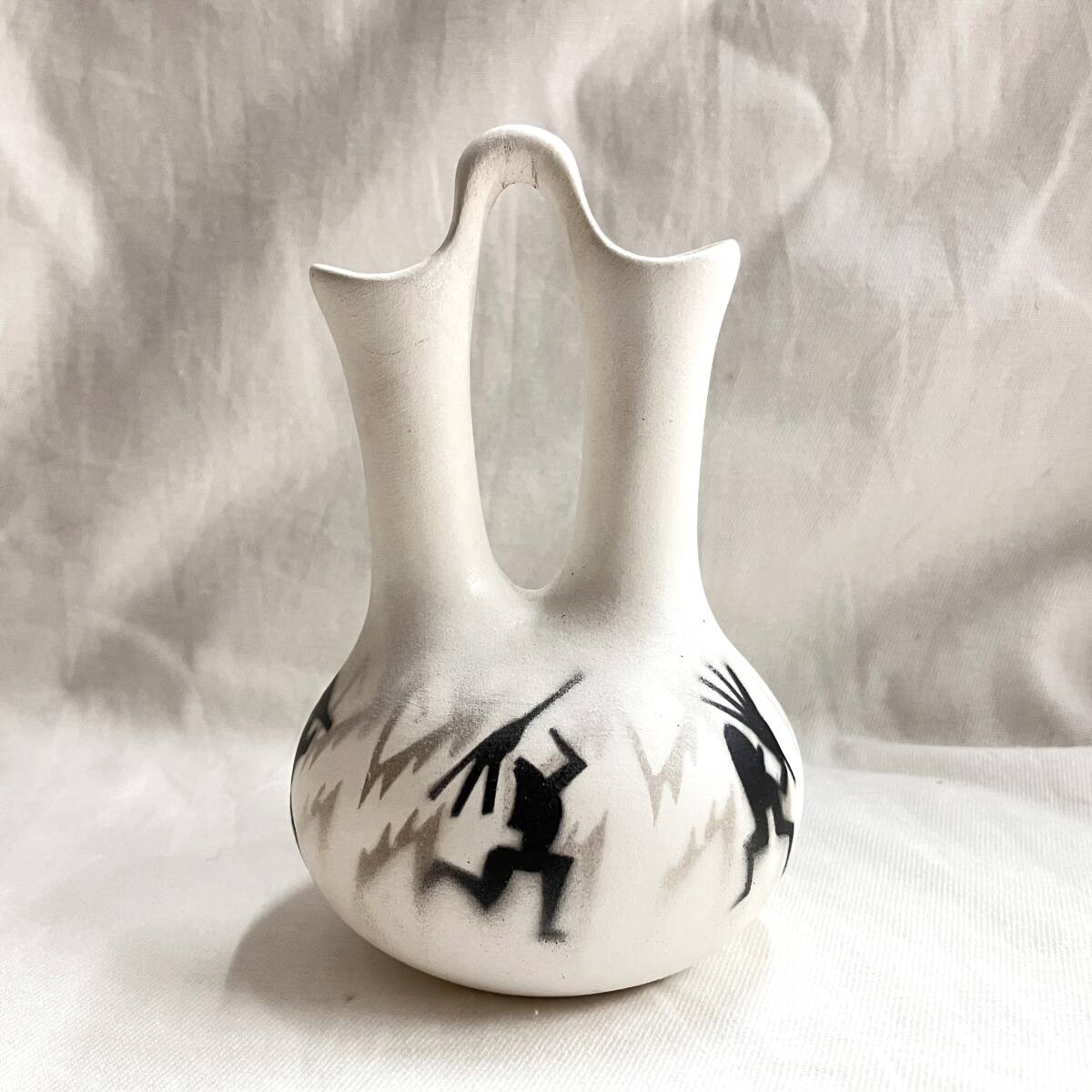 (. дерево )[ не использовался / автограф иметь ] индеец керамика Navajo группа HOZONI POTTERY свадьба ваза ваза для цветов рука краска Native American