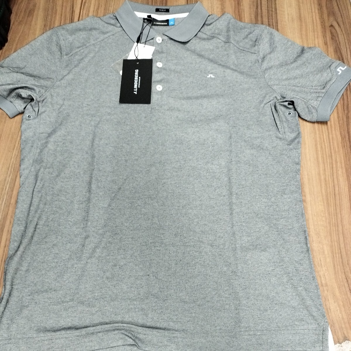  new goods J.LINDEBERG J Lindberg size US M Japan L polo-shirt with short sleeves unused popular gray regular price 14300 jpy 