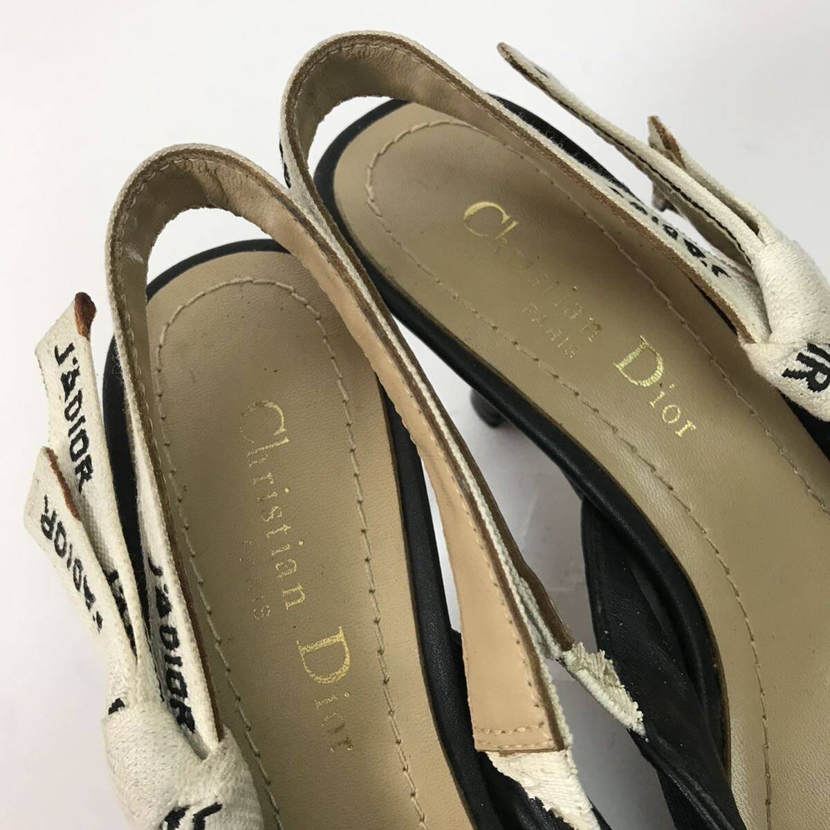 j12 限定品 Christian Dior J'ADIOR ディオール ジャドール パッチワーク デニム パンプス 38D イタリア製 正規品 レディースの画像7
