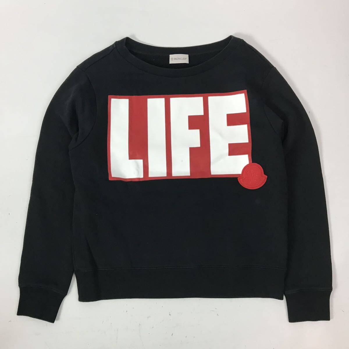 j124 正規品 MONCLER モンクレール スウェット トレーナー LIFE プリント 長袖 ブラック 黒 MAGLIA イタリア製 S レディース トップス_画像4