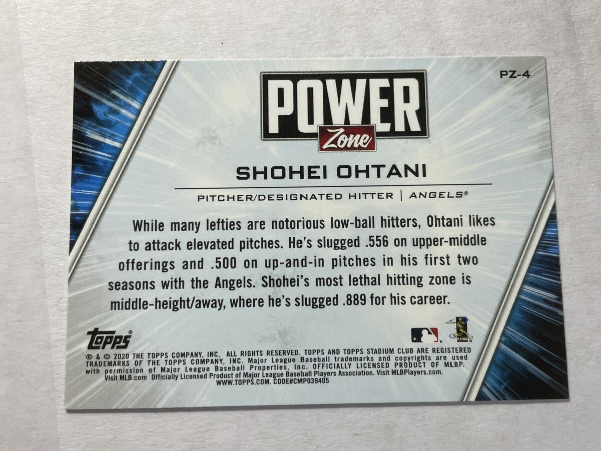 大谷翔平 2020 Topps Stadium Club Power Zone インサート Shohei Ohtani MLBカード_画像2