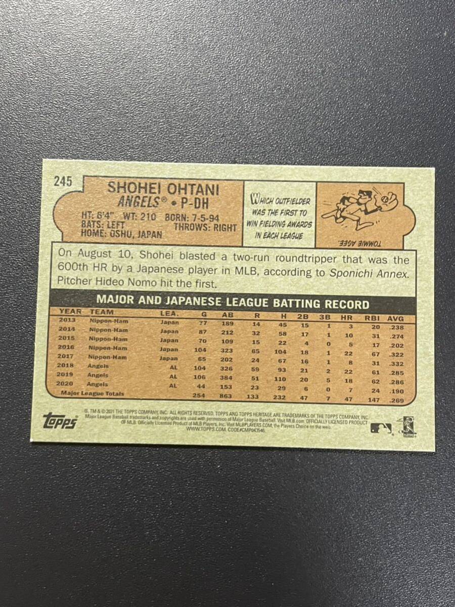 大谷翔平 2021 Topps Heritage Shohei Ohtani MLBカードの画像2