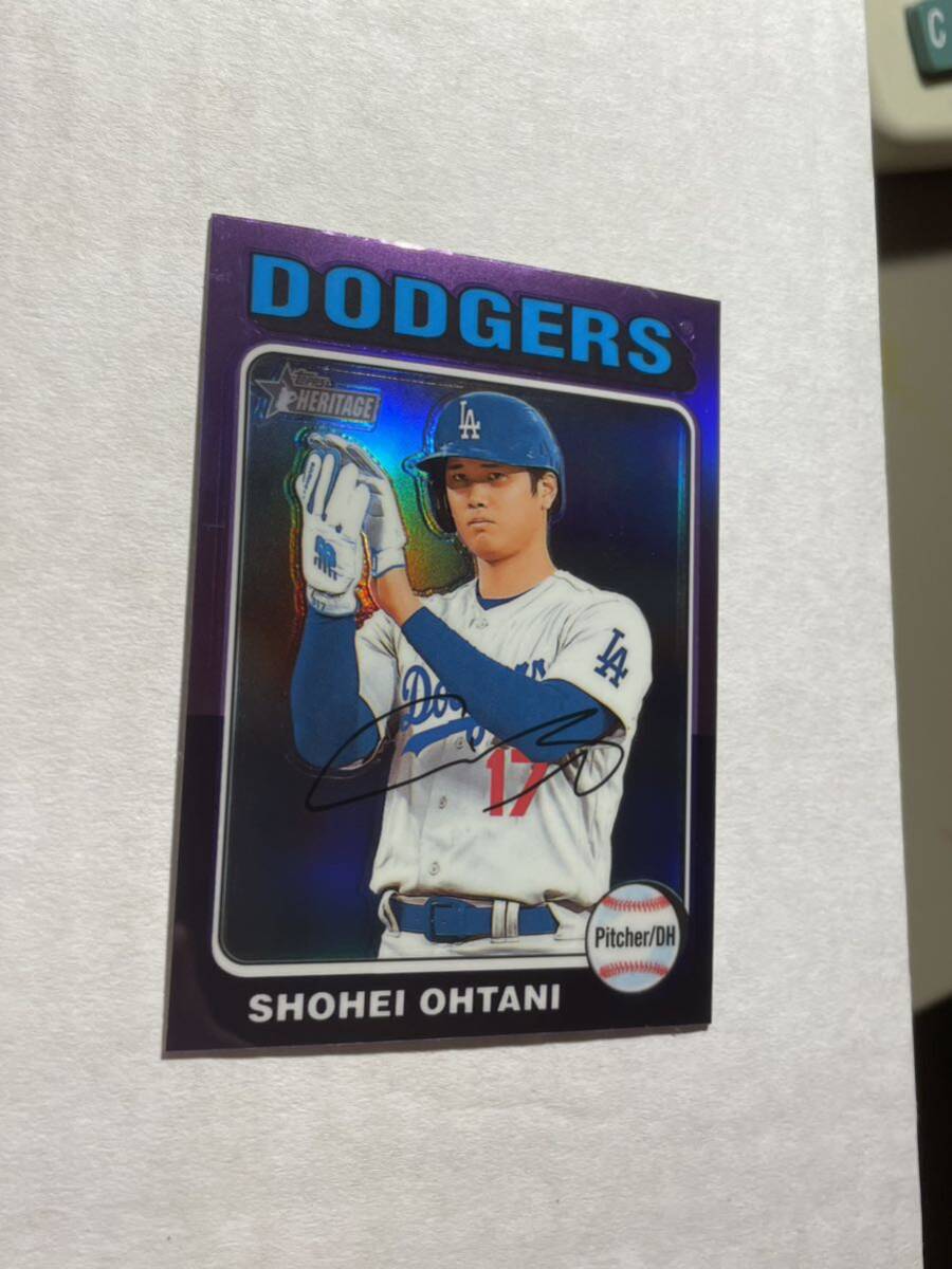 レア！大谷翔平 2024 Topps Heritage PURPLE REFRACTOR リフラクター Chrome Shohei Ohtani ドジャース Dodgers MLBカード WBC の画像2