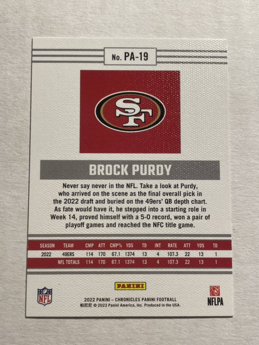 Brock Purdy RC 2022 Panini PINK パラレルRookie Card ブロックパーディー NFLカード_画像3