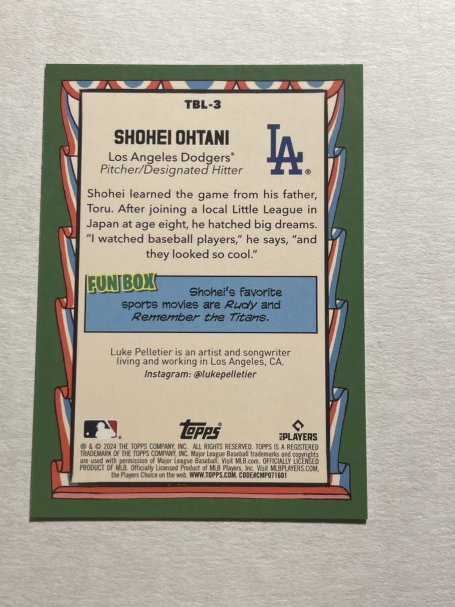 最新！大谷翔平 2024 Topps Big League Topps Big Leaguer #TBL-3 Shohei Ohtani ドジャース　Dodgers MLBカード_画像2