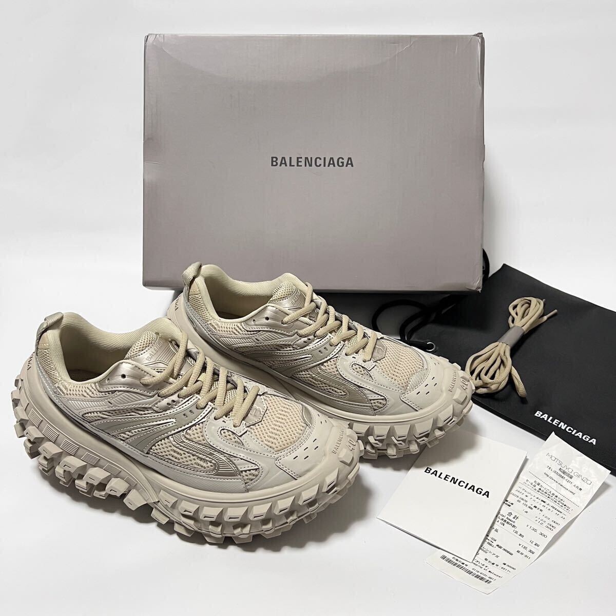 付属品あり 美品 BALENCIAGA バレンシアガ DEFENDER ディフェンダー ローカットスニーカー685613サイズ40 ベージュ Bouncerの画像1