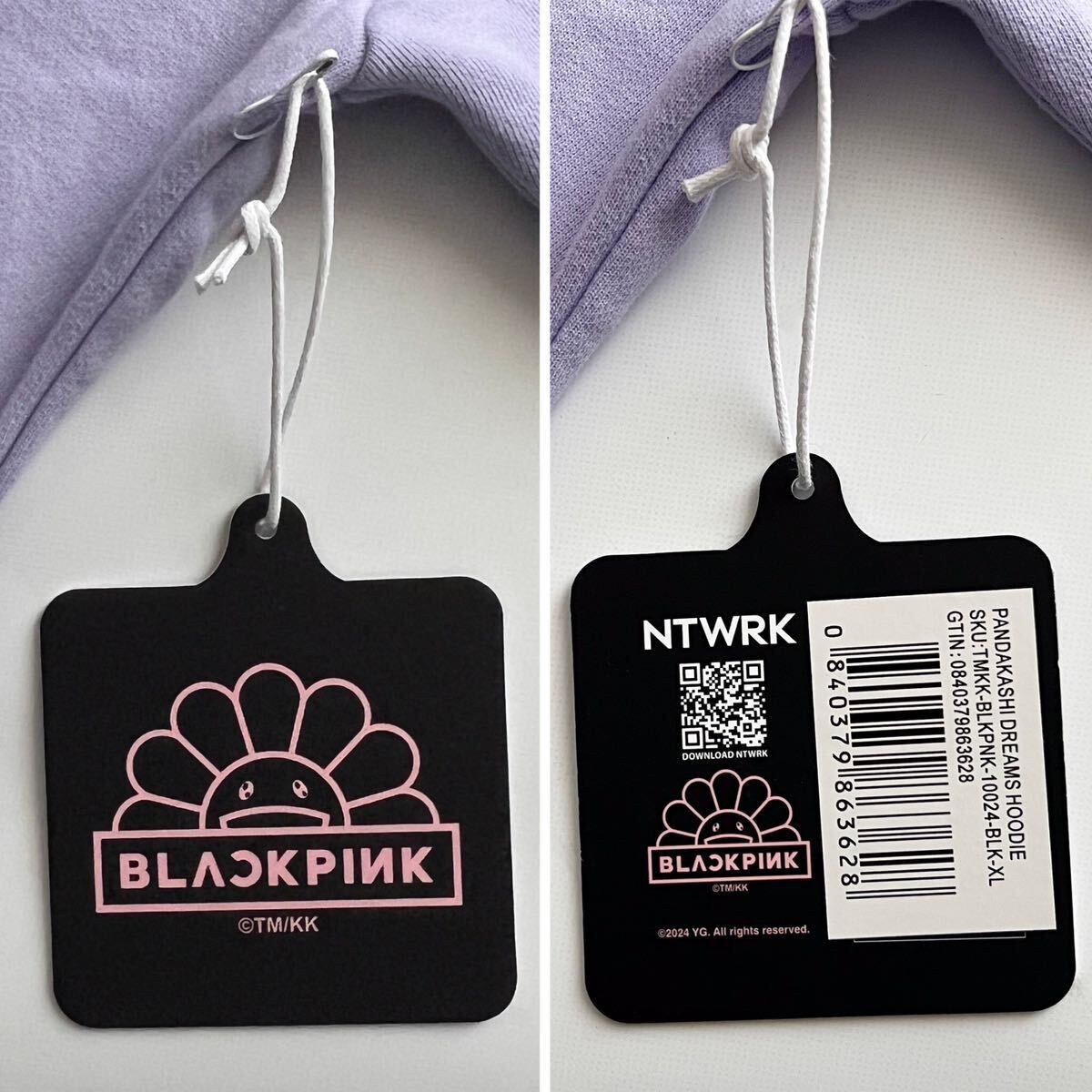 新品 希少 Takashi Murakami × BLACKPINK Pandakashi Dreams Hoodie ブラックピンク 村上隆 コラボフーディー XLサイズ ラベンダー紫 の画像5