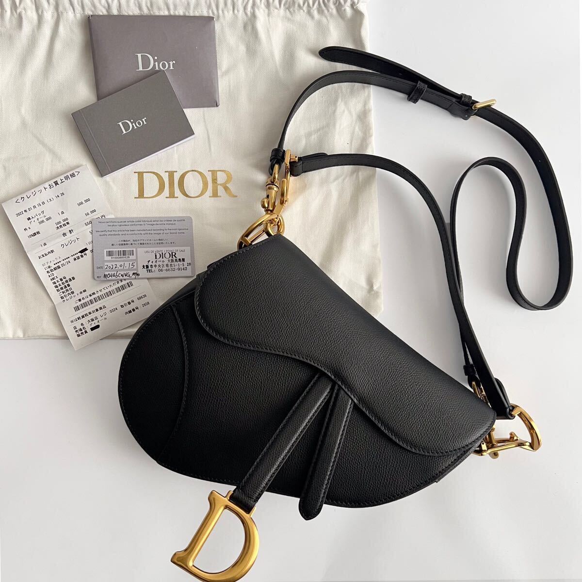 中古美品 Dior Saddle サドル ショルダー ハンドバッグ レディース グレインドカーフスキン 黒ブラック クリスチャンディオール 付属品の画像1