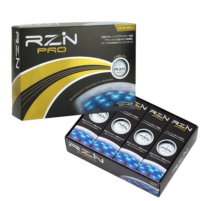 [訳あり・箱潰れ]US仕様 RZN GOLF レジンゴルフ RZN PRO プロ ゴルフボール 1ダース スピン系 1ダース カラー：ホワイト ボール：新品_画像1