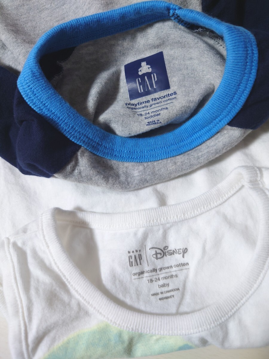 babyGAP ベビーギャップ Disney ミッキータンクトップロンパース Tシャツ トップス2枚セット 18-24m 90 半袖 ロンパース ボディスーツ 美品