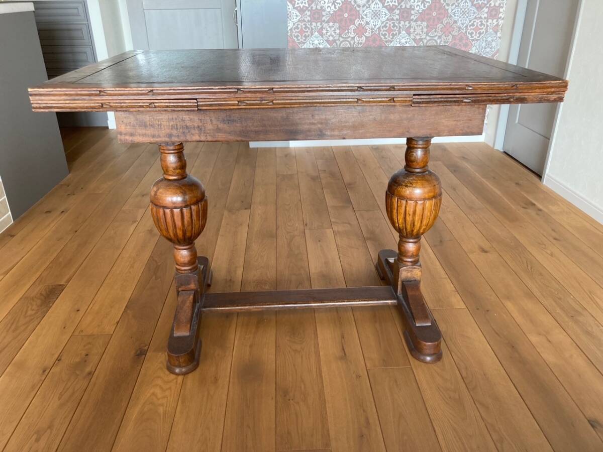 英国アンティーク ドローリーフテーブル 伸張式テーブルの画像1