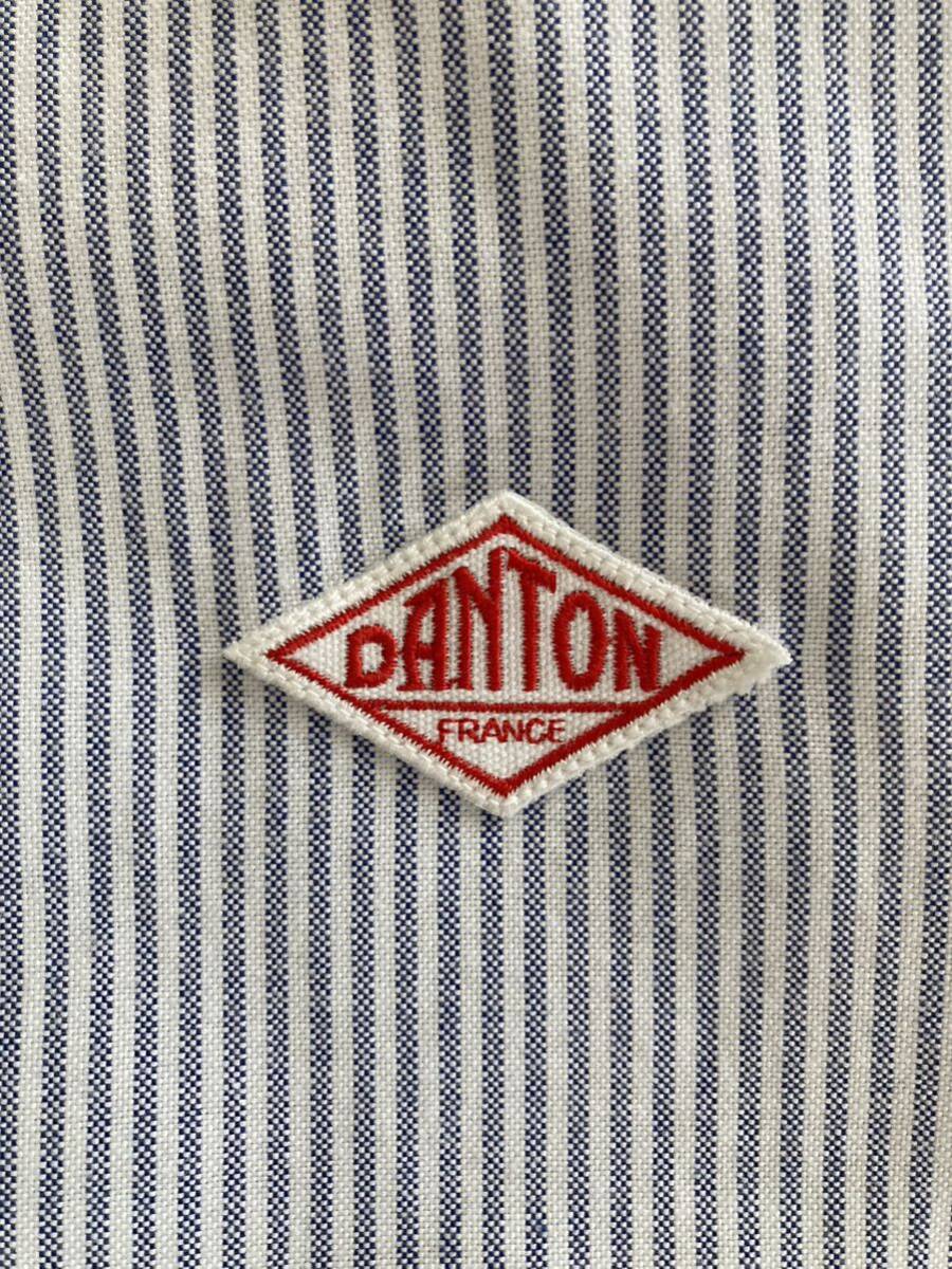 美品 ダントン DANTON ストライプ長袖シャツ(40) ライトブルー/ホワイトの画像7