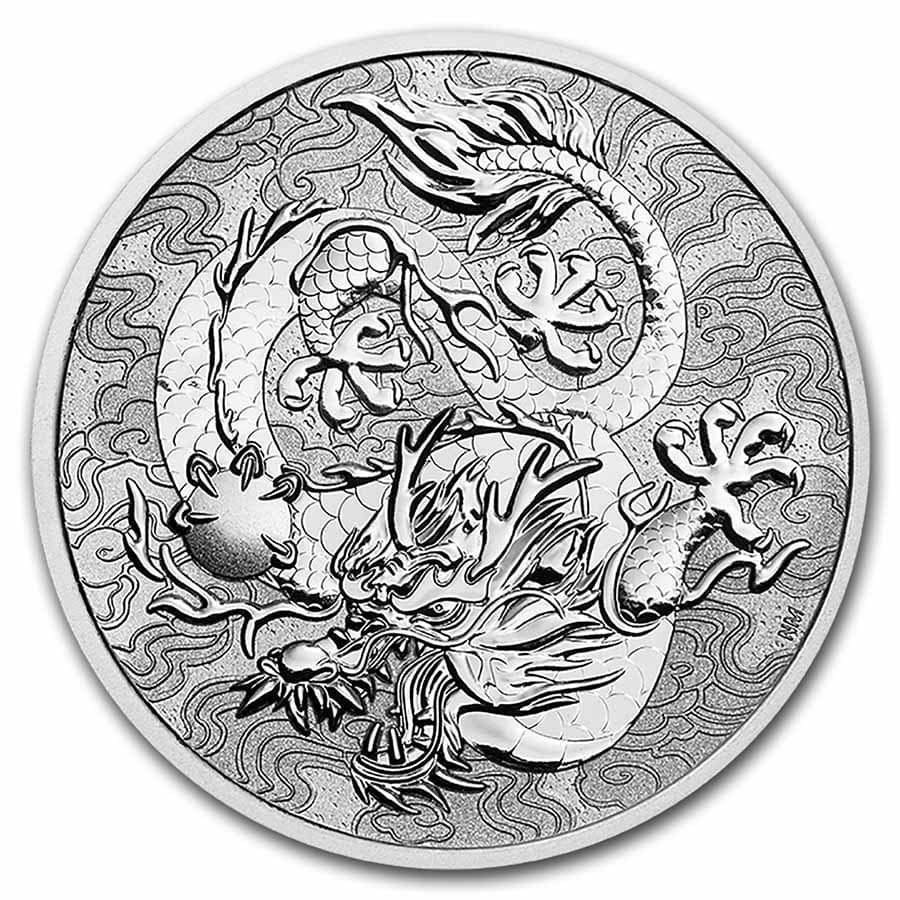 [保証書・カプセル付き] 2021年 (新品) オーストラリア「ドラゴン・龍」純銀 1オンス 銀貨_画像1