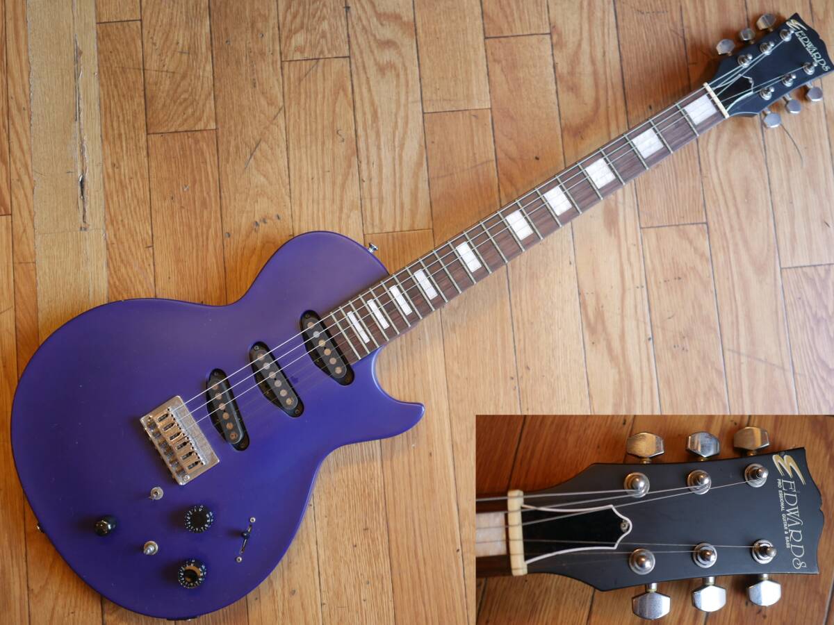 ◆EDWARDS by ESP【E-I-85LP Purple】LUNA SEA INORANモデル レスポールタイプ 改造？現状品 イノラン エドワーズの画像1