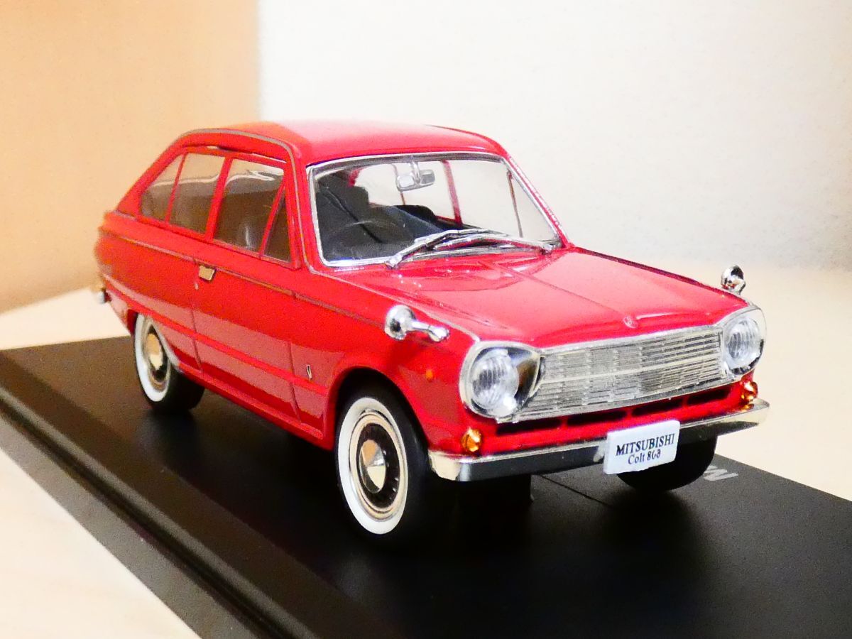 国産名車コレクション 1/43 三菱 コルト 800 1965 赤 アシェット 旧車 クラシックカー ミニカー ＴD_画像1