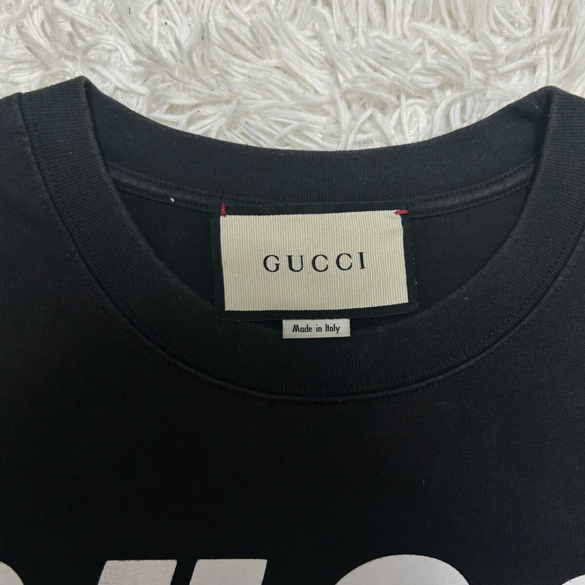 1円◆美品◆現行品 グッチ GUCCI Tシャツ 半袖 ロゴ トップス プルオーバー 黒 ブラック メンズ レディース S〜M 国内正規品 カットソー