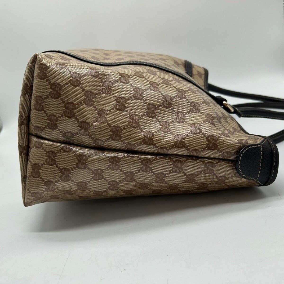 希少品◆極美品◆A4◎ グッチ GUCCI トートバッグ ハンドバッグ 肩掛け GG柄 クリスタル ビジネス メンズ レディース レザー 本革 鞄 ロゴ_画像4