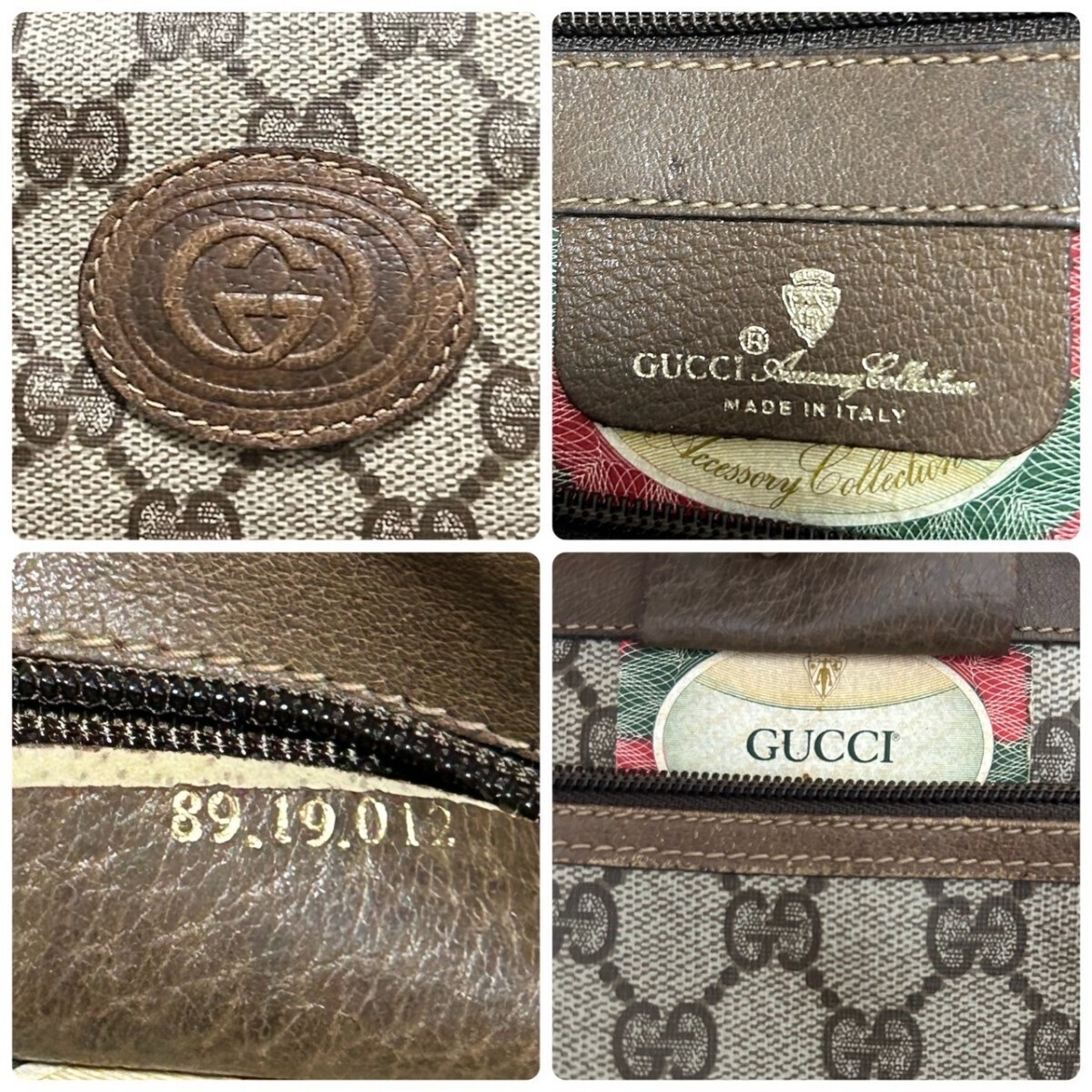 1 jpy * beautiful goods Old Gucci GUCCI tote bag Boston bag GGs pulley m Sherry line Inter locking leather high capacity men's bag 