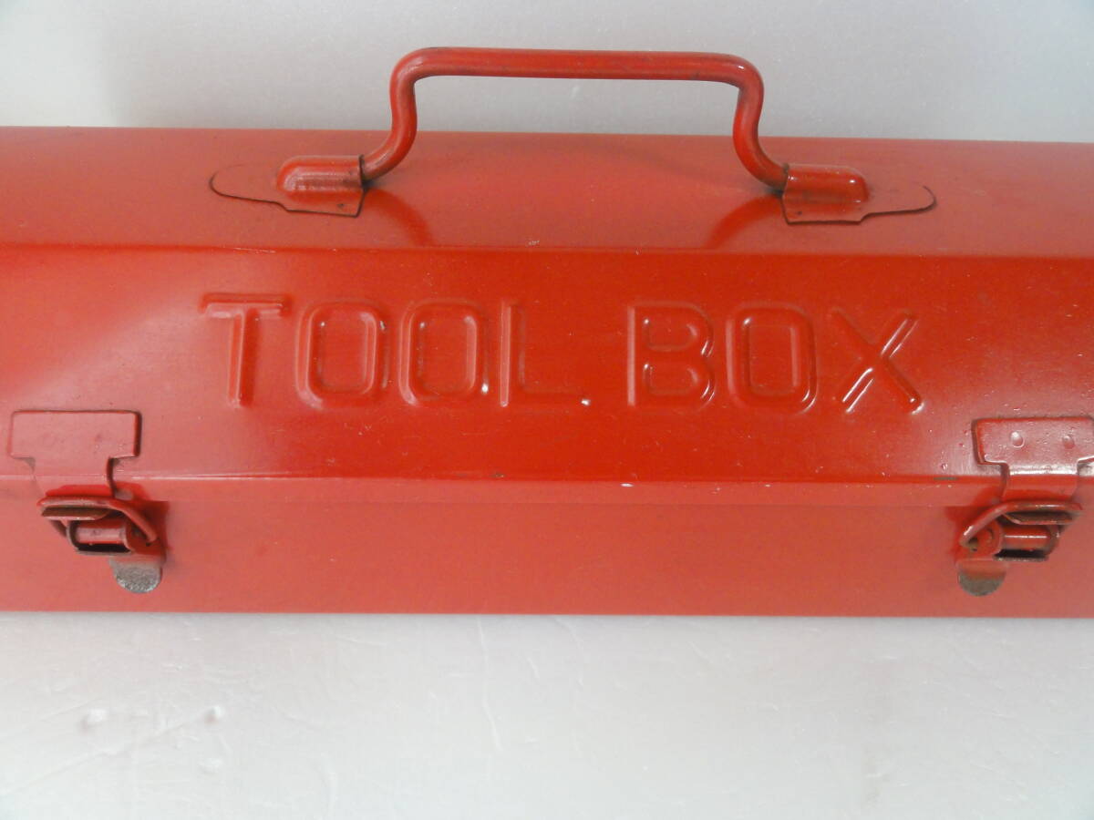 昭和　レトロ　TOOL BOX　ツールボックス　道具箱　工具箱　鉄製　赤　レッド　ビンテージ　小物入れ_画像2