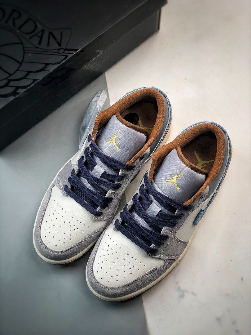 新品 28㎝ ナイキ エア ジョーダン デニム ブラウン レザー NIKE AIR JORDAN 1 LOW SE ファントム 箱付き 未使用 正規品 本物 FZ5042-041の画像2