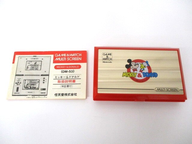 【4-84】動作品 Nintendo 任天堂 GAME&WATCH ゲームウォッチ MICKEY&DONALD ミッキー＆ドナルド DM-53 取扱説明書付き_画像1