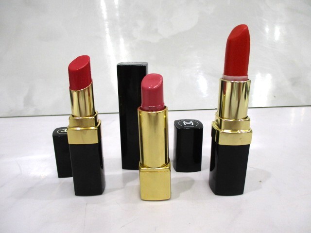 【4-150】CHANEL シャネル ROUGE COCO SHINE/ROUGE ALLURE/ ROUGE A LEVRES 3点おまとめ 口紅 コスメ_画像1