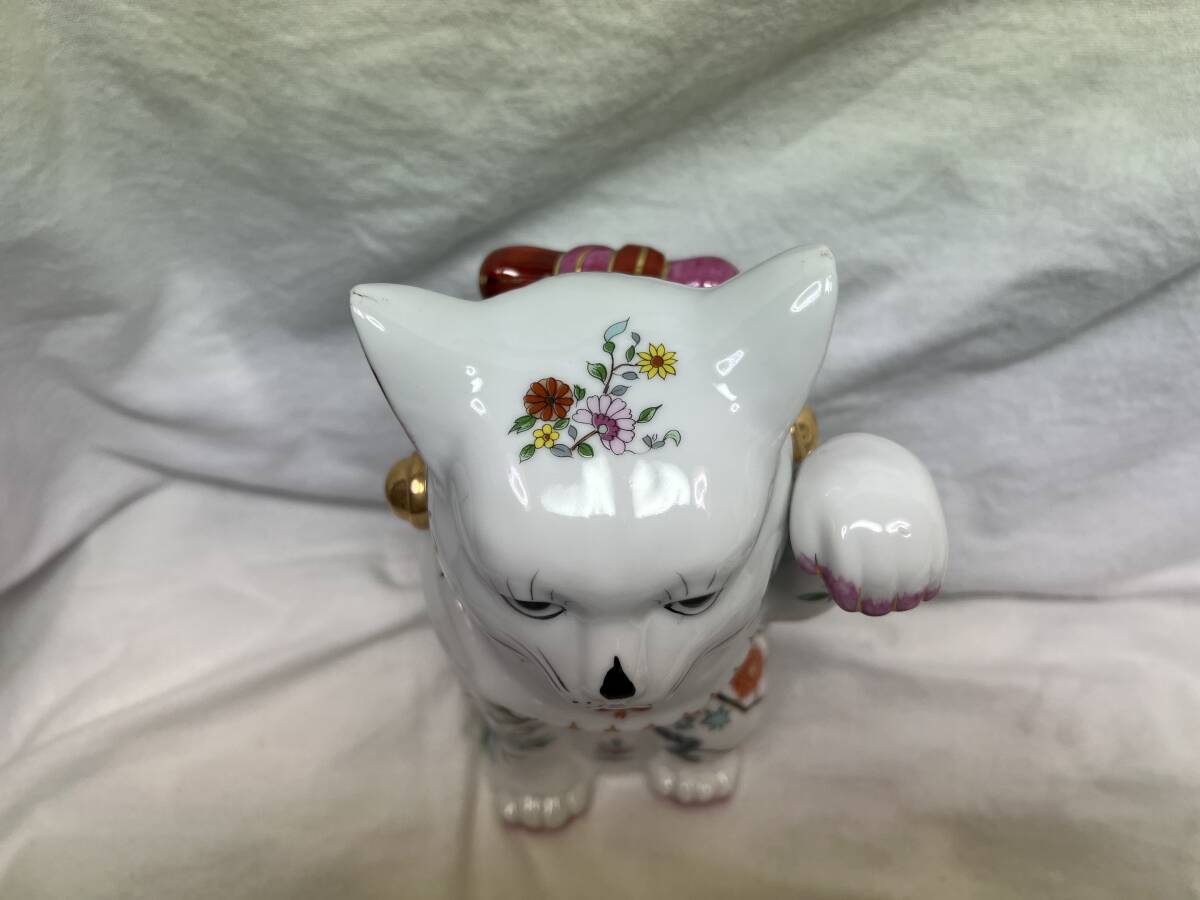 □陶器□招き猫□ねこ□置物□大□2.5㎝□模様入り □陶器□招き猫□ねこ□置物□大□2.5㎝□模様入り