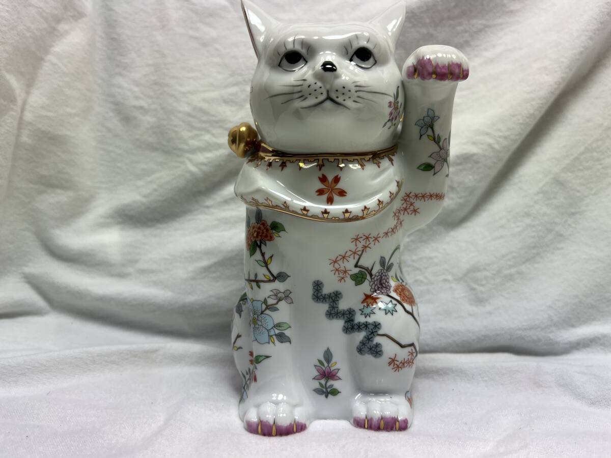 □陶器□招き猫□ねこ□置物□大□2.5㎝□模様入り □陶器□招き猫□ねこ□置物□大□2.5㎝□模様入り