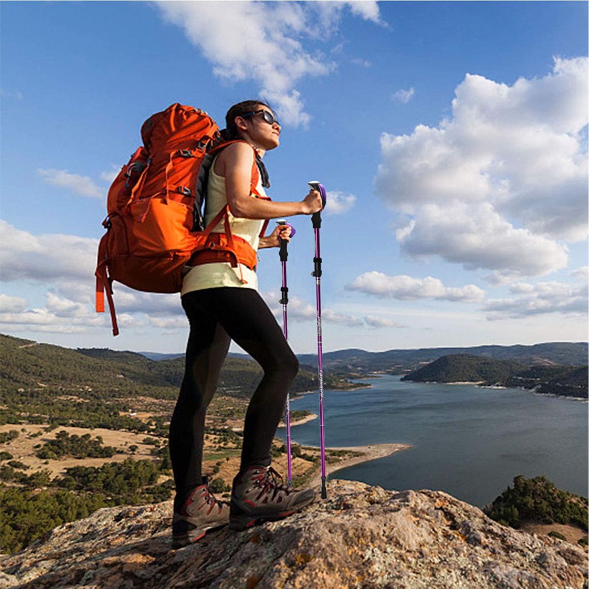  ２本セット トレッキングポール 軽量・折りたたみ 登山ストック 登山杖 アルミ製 男女兼用