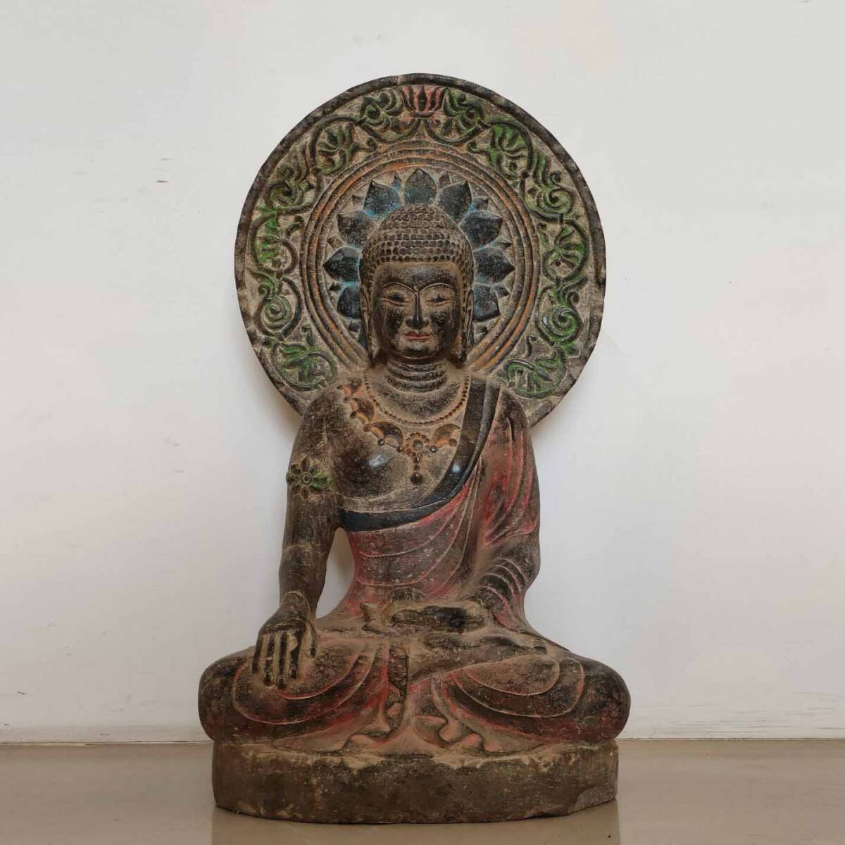 素敵な 3+ZU7077 「東洋美術」NC 中国の古い美術 收藏品 精美 珍品 仏像孤品 旧物 銅製品【青石彩佛造像】 人間国宝 中国骨董 その他