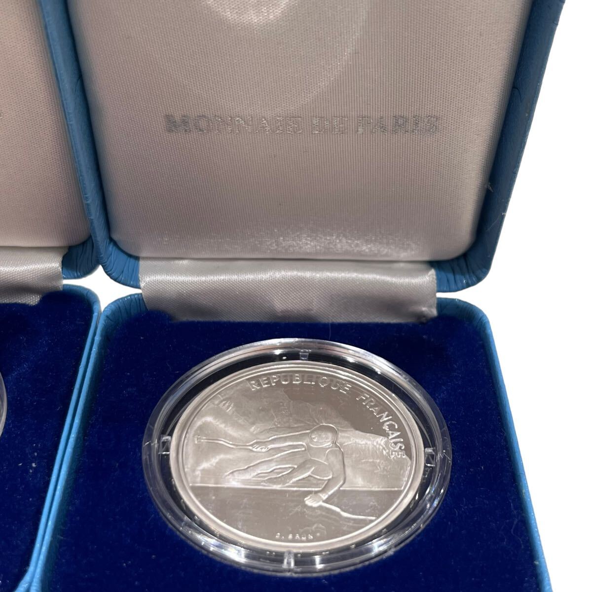 ALBERTVILLE 92 アルベールビルオリンピック 1992年 100フラン 銀貨 箱 ケース付 シルバー Silver アンティーク コレクション の画像4