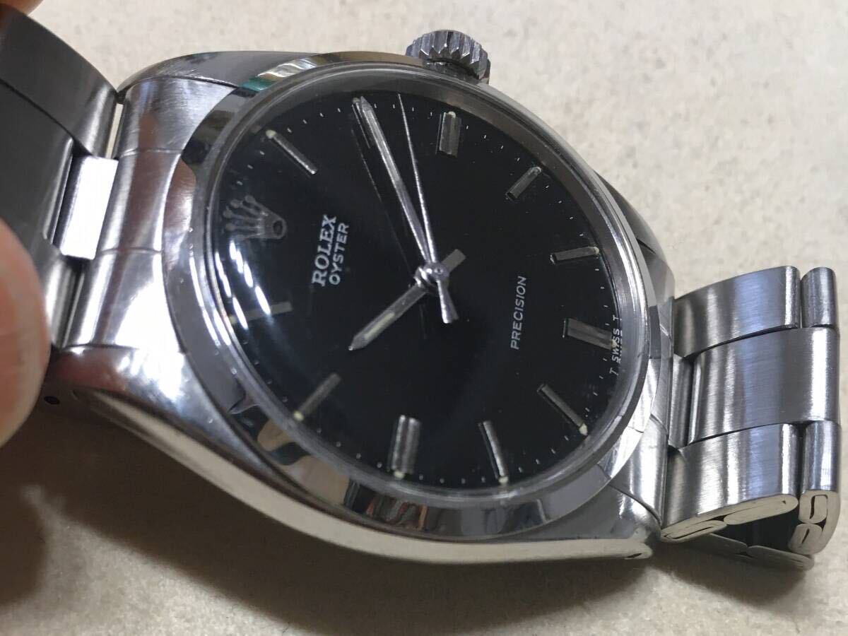 ロレックス 6426 1966年製 手巻き 黒文字盤 ビンテージ アンティーク Rolex precision ブラック オイスター oyster ミラーの画像2