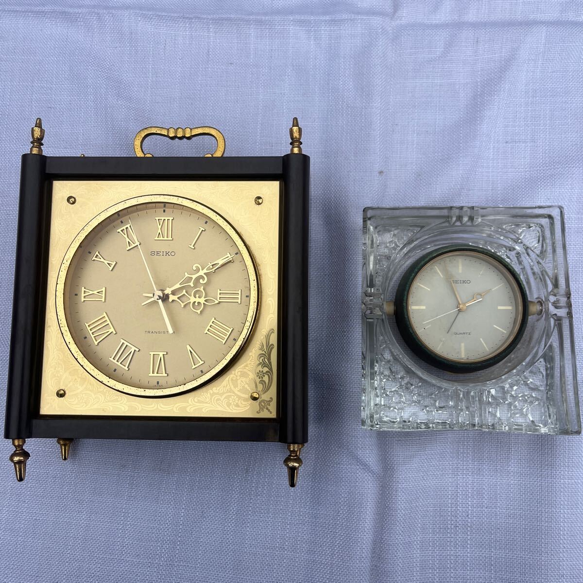 昭和 レトロ SEIKO 2点セット アンティーク 置き時計 アナログ 時計 セイコー 置時計 の画像1