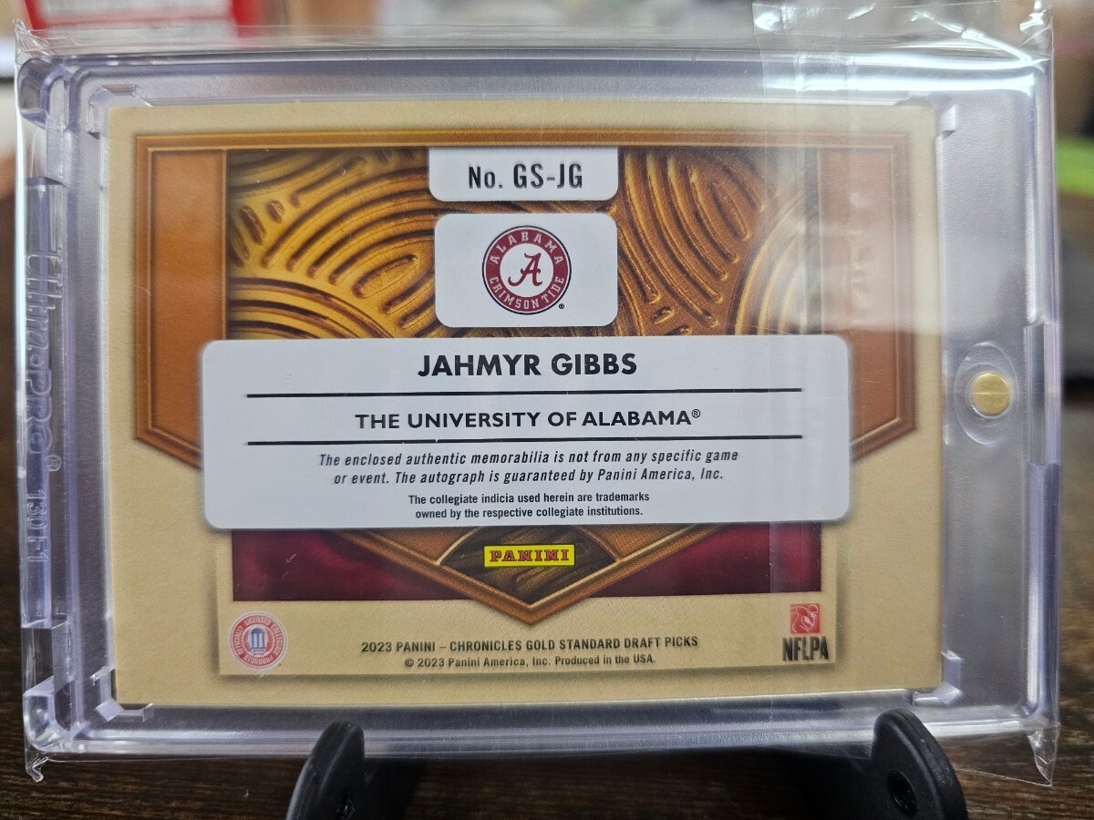 ★１円スタート★2023 Panini Chronicles Draft Picks Jahmyr Gibbs 080/125 RPA 直筆サインカード NFL DET RC Topps Autographの画像2