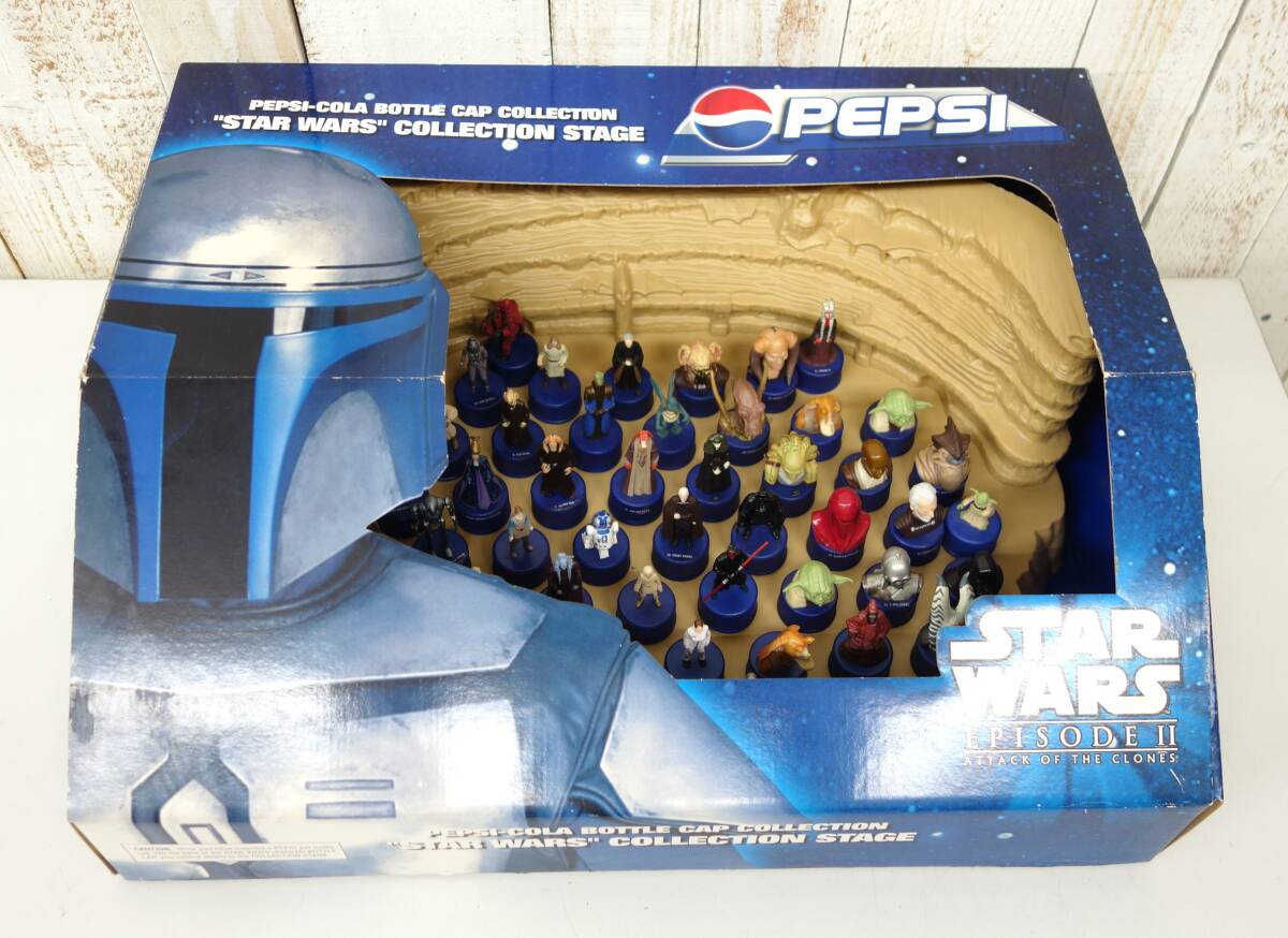 レトロ コレクション＊PEPSI-COLA ペプシ＊STARWARS スターウォーズ EPISODE Ⅱ＊ボトルキャップコレクション ステージ＆ボトルキャップの画像1