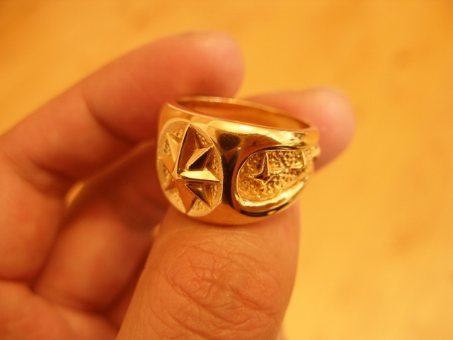 . tail engraving [ Gold Galaxy kaboshon ring ] hand made 46